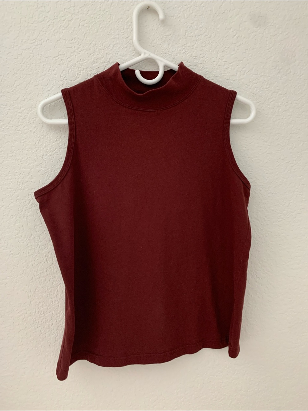 Christopher & Banks Sleeveless Mock Neck Tank - Burgundy